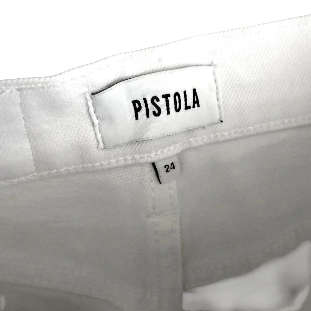 Pistola Jeans Womens 24 White Lana Crop High Rise Ultra Wide Leg Raw Cuffed Hem - Picture 4 of 11